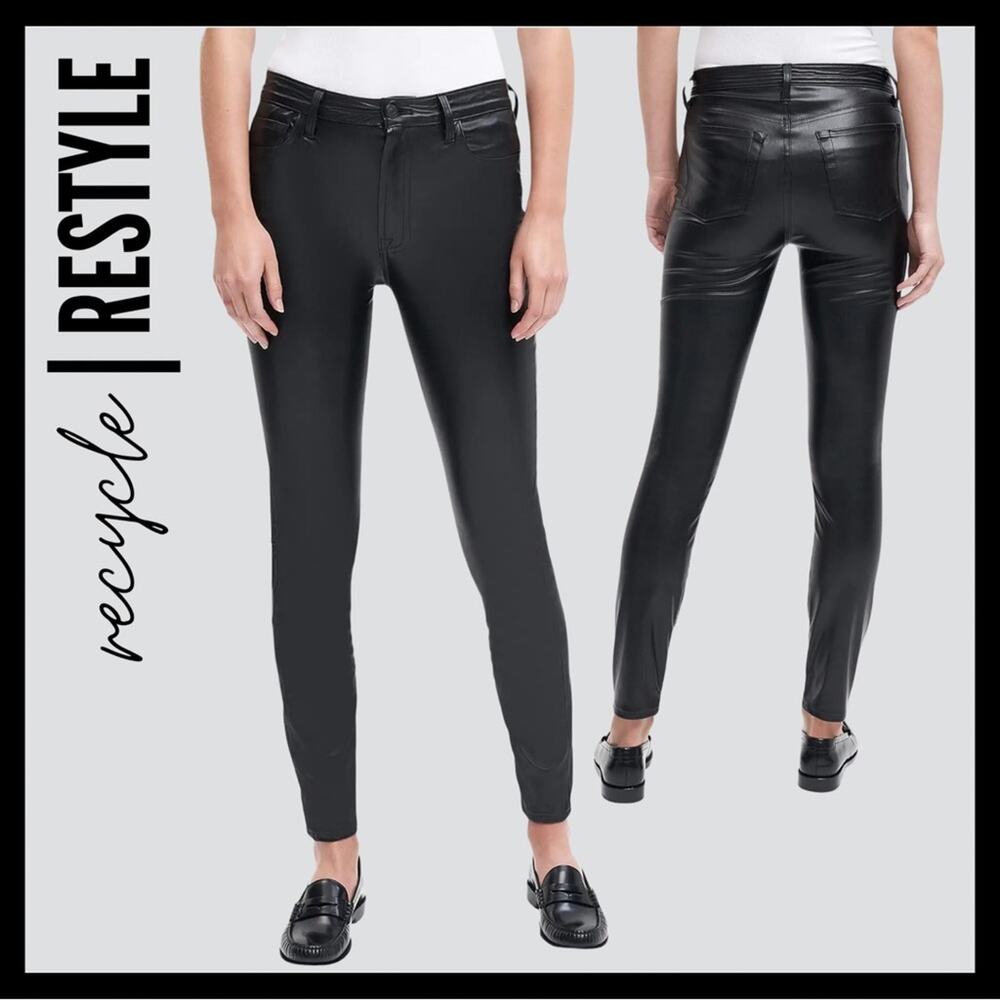 7FAM Skinny Vegan Leather Pants in Black